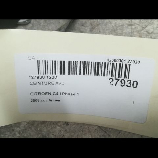 Ceinture avant droite occasion CITROEN C4 I Phase 1 11-2004->07-2008 00008974T5 5