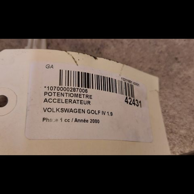 Potentiometre accelerateur occasion VOLKSWAGEN GOLF IV GOLF IV Phase 1 1998-01-01->2005-06-30 1.9 TDI 100ch 3