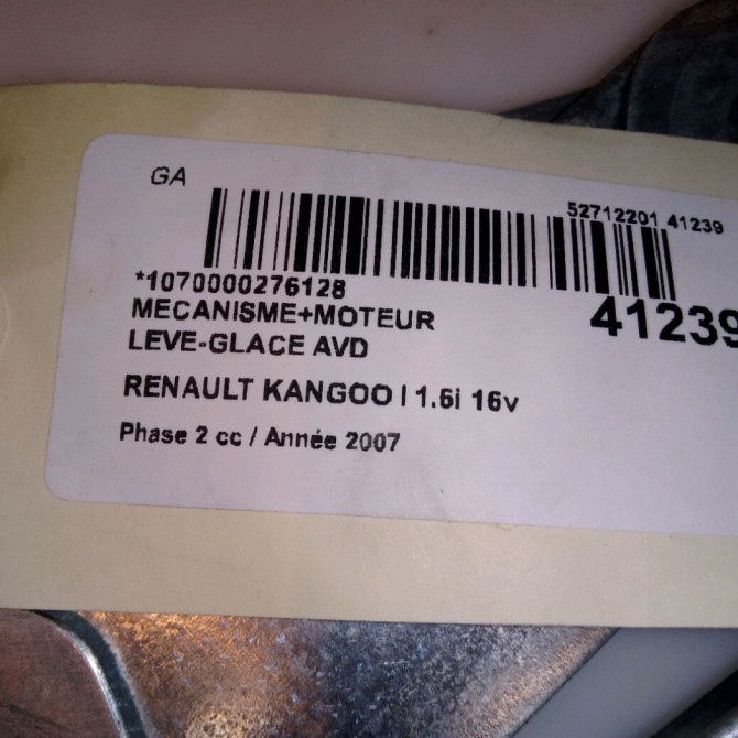 Mecanisme + moteur lève-glace avant droit occasion RENAULT KANGOO I Phase 2 03-2003->06-2010 1.6i 16v 95ch 8200188551 4