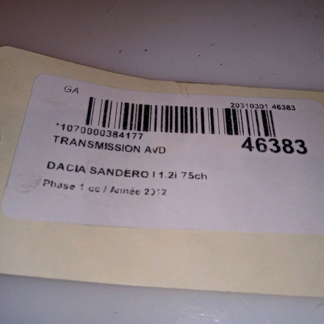 Transmission avant droite occasion DACIA SANDERO I Phase 1 06-2008->10-2012 1.2i 75ch 8201045819 5