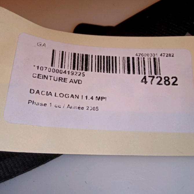 Ceinture avant droite occasion DACIA LOGAN I Phase 1 06-2005->06-2008 1.4 MPI 8200934787 3