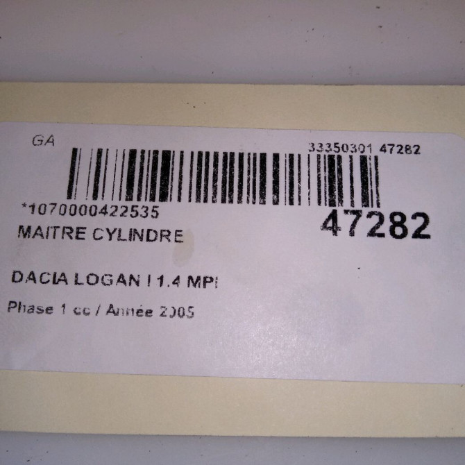 Maitre cylindre occasion DACIA LOGAN I Phase 1 06-2005->06-2008 1.4 MPI 4