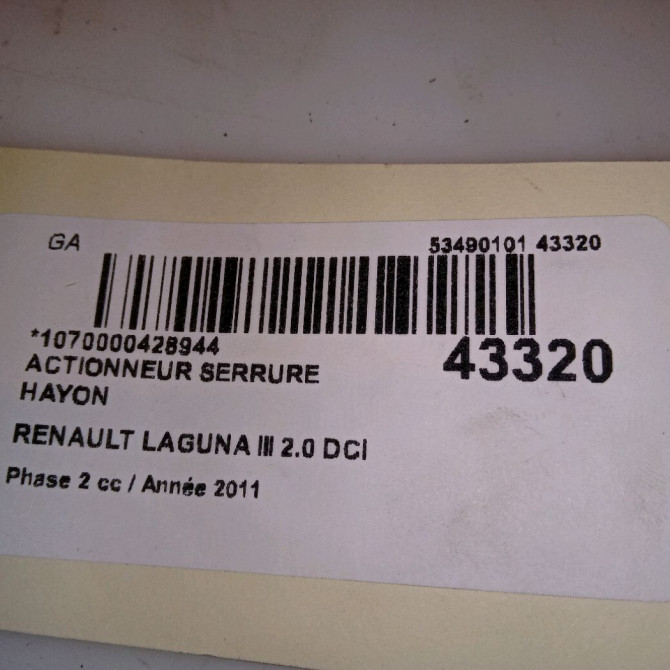 Actionneur serrure hayon occasion RENAULT LAGUNA III Phase 2 11-2010->03-2013 2.0 DCI 16v 130ch 5