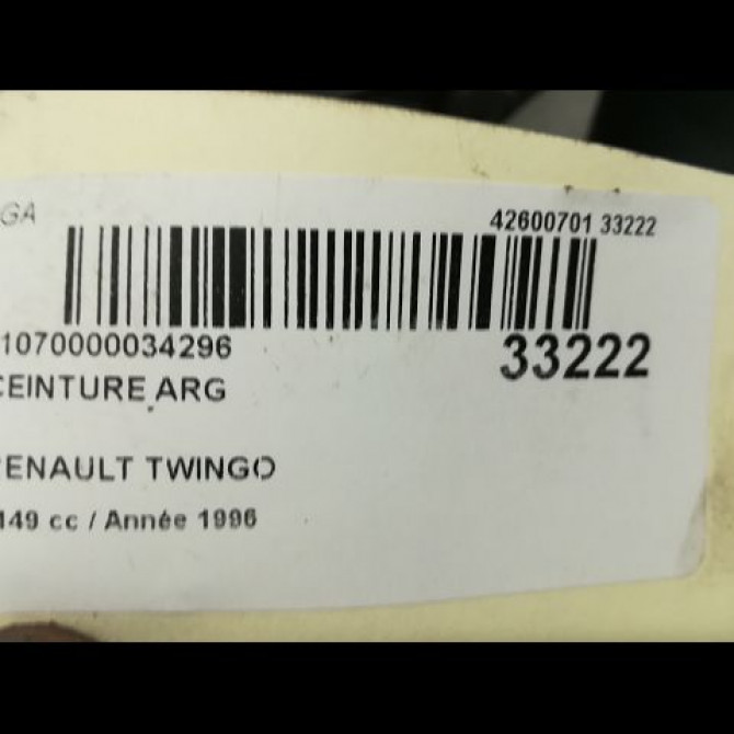 Ceinture arrière gauche occasion RENAULT TWINGO I Phase 1 04-1993->08-1998 Air 8200042841 4