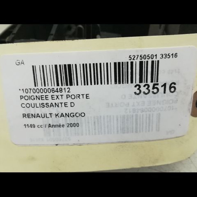 Poignee ext porte coulissante d occasion RENAULT KANGOO I Phase 1 09-1997->06-2003 1.2i 8v 60ch 4