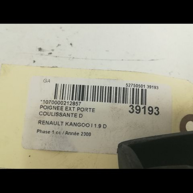 Poignee ext porte coulissante d occasion RENAULT KANGOO I Phase 1 09-1997->06-2003 1.9 D 55ch 3