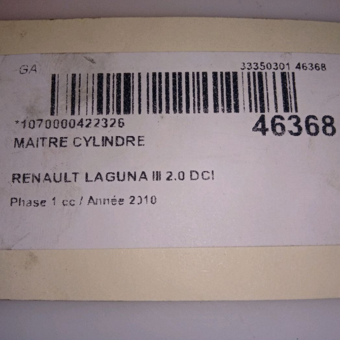Maitre cylindre occasion RENAULT LAGUNA III Phase 1 10-2007->10-2010 2.0 DCI 130ch 460110001R 4