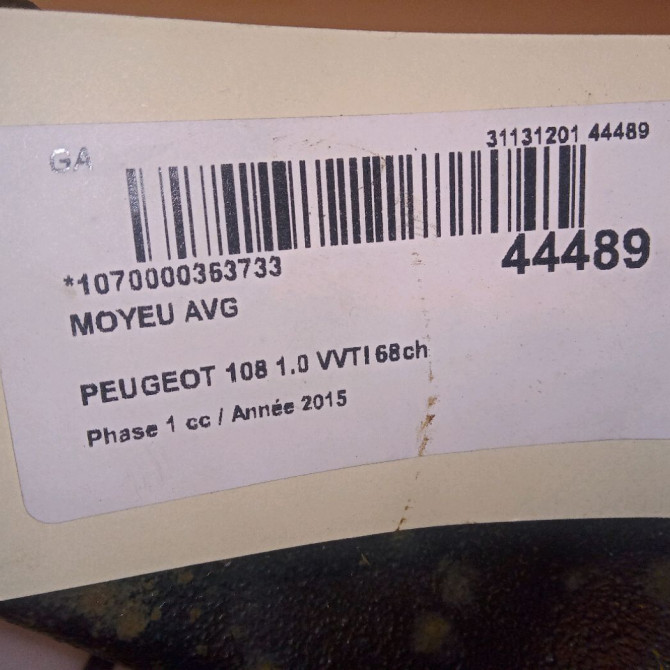 Moyeu avg occasion PEUGEOT 108 Phase 1 06-2014->... 1.0 VVTI 68ch 330782 4