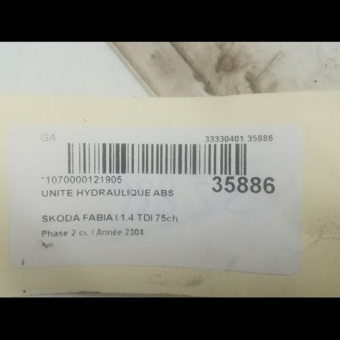 Unité hydraulique ABS occasion SKODA FABIA I Phase 2 09-2004->05-2007 1.4 TDI 75ch 6Q0614117R 3
