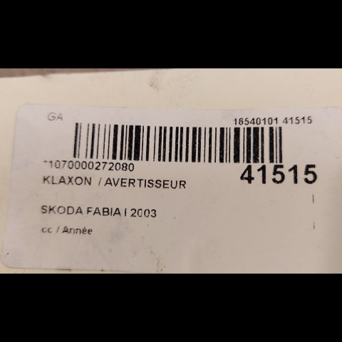 Klaxon  / avertisseur occasion SKODA FABIA I 6Q0951223R 3