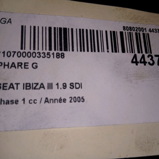 Phare gauche occasion SEAT IBIZA III Phase 1 03-2002->03-2006 1.9 SDI 6L1941751M 3