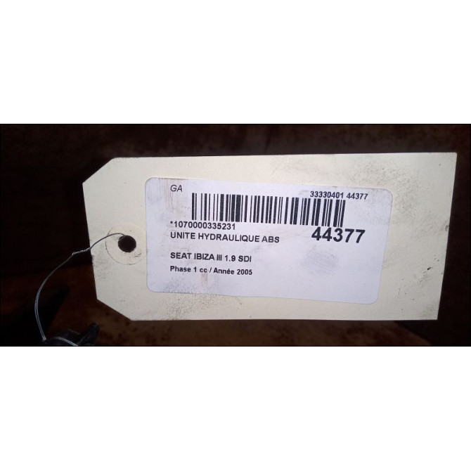 Unité hydraulique ABS occasion SEAT IBIZA III Phase 1 03-2002->03-2006 1.9 SDI 6Q0614117R 7