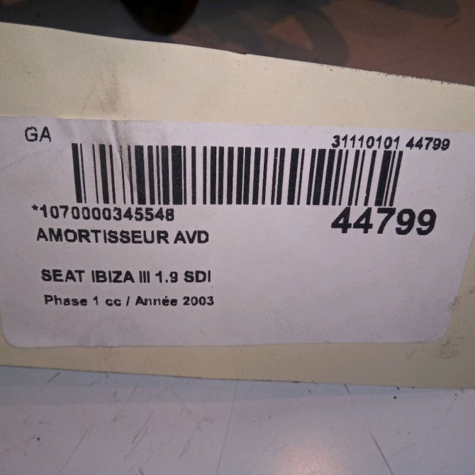 Amortisseur avant droit occasion SEAT IBIZA III Phase 1 03-2002->03-2006 1.9 SDI 6Q0413031BR 5