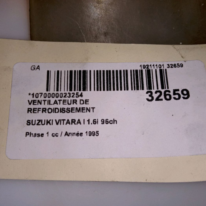 Ventilateur de refroidissement occasion SUZUKI VITARA I Phase 1 07-1990->12-2005 1.6i 96ch 4