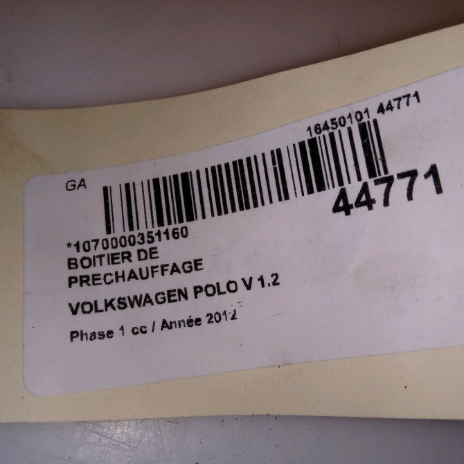 Boitier de préchauffage occasion VOLKSWAGEN POLO V POLO V Phase 1 2009-09-01->2014-05-31 1.2 TDI 75ch 45907282A 4