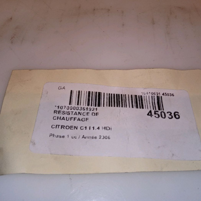 Resistance de chauffage occasion CITROEN C1 I Phase 1 06-2005->11-2008 1.4 HDi 6462R9 4