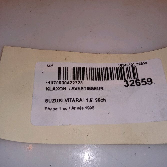 Klaxon  / avertisseur occasion SUZUKI VITARA I Phase 1 07-1990->12-2005 1.6i 96ch 3850060A01 4