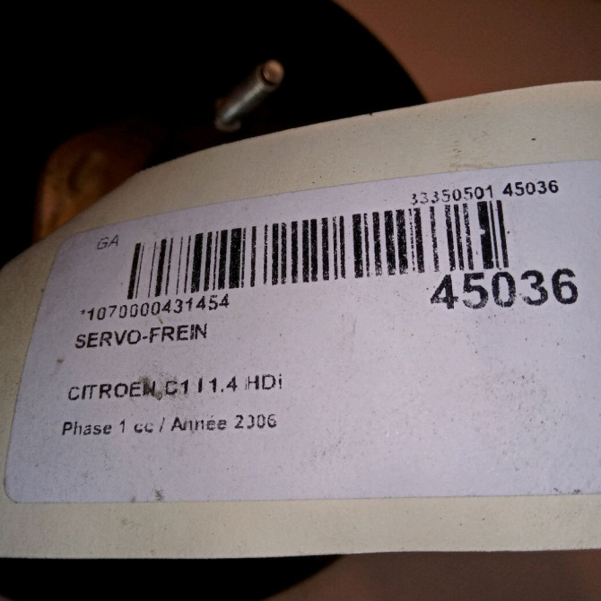 Servo-frein occasion CITROEN C1 I Phase 1 06-2005->11-2008 1.4 HDi 4535V5 4