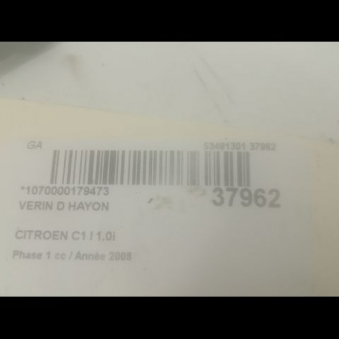 Verin droit hayon occasion CITROEN C1 I Phase 1 06-2005->11-2008 1.0i 2