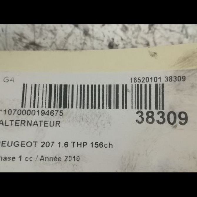 Alternateur occasion PEUGEOT 207 Phase 1 04-2006->06-2013 1.6 THP 156ch 5705KG 4