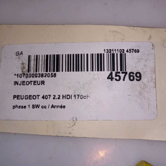 Injecteur occasion PEUGEOT 407 Phase 1 04-1995->04-1999 2.2 HDI 170ch 1980J8 4