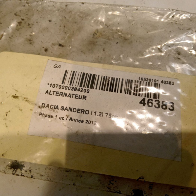 Alternateur occasion DACIA SANDERO I Phase 1 06-2008->10-2012 1.2i 75ch 231008344R 5
