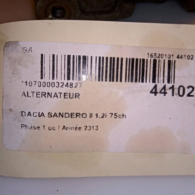 Alternateur occasion DACIA SANDERO II Phase 1 10-2012->... 1.2i 75ch 231008344R 5