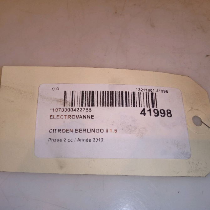 Electrovanne occasion CITROEN BERLINGO II Phase 2 02-2012->09-2015 1.6 HDI 90ch 4