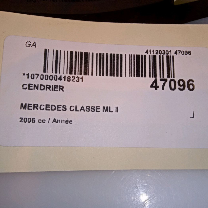 Cendrier occasion MERCEDES CLASSE ML II phase 1 03-2005->09-2008 6