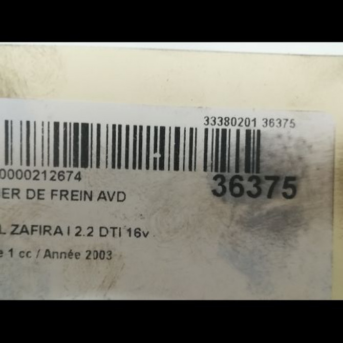 Etrier de frein avant droit occasion OPEL ZAFIRA I Phase 1 03-1999->07-2005 2.2 DTI 16v 125ch 93173732 3