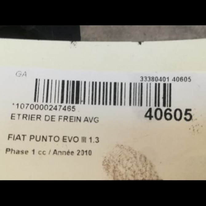 Etrier de frein avant gauche occasion FIAT PUNTO EVO III Phase 1 10-2009->12-2013 1.3 MULTIJET 75ch 77365758 3