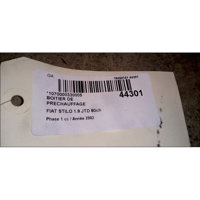 Boitier de préchauffage occasion FIAT STILO Phase 1 10-2001->09-2007 1.9 JTD 80ch 51888255 4