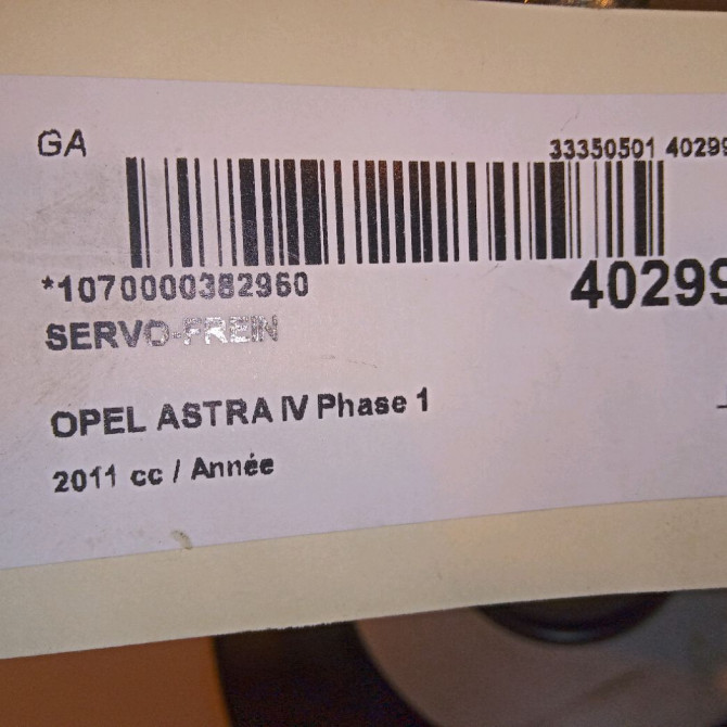 Servo-frein occasion OPEL ASTRA IV Phase 1 01-2010->06-2012 13286439 4