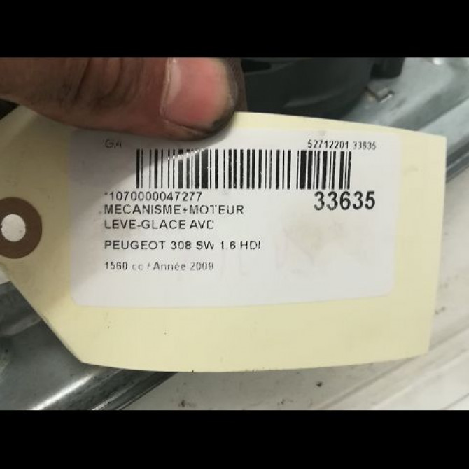 Mecanisme + moteur lève-glace avant droit occasion PEUGEOT 308 I Phase 1 09-2007->03-2011 1.6 HDI 16v 90ch 9222CV 4