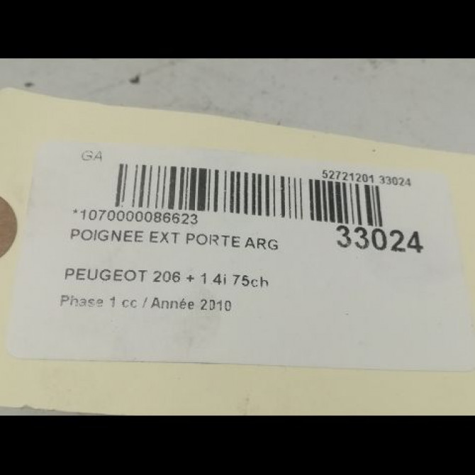 Poignee ext porte arg occasion PEUGEOT 206 + Phase 1 03-2009->05-2013 1.4i 75ch 9101N8 3
