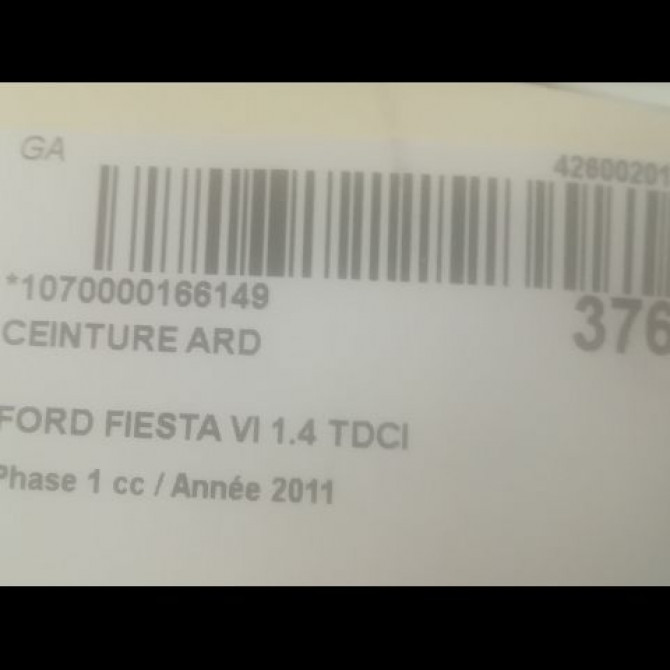 Ceinture arrière droite occasion FORD FIESTA VI Phase 1 10-2008->11-2012 1.4 TDCI 70ch 1814664 4