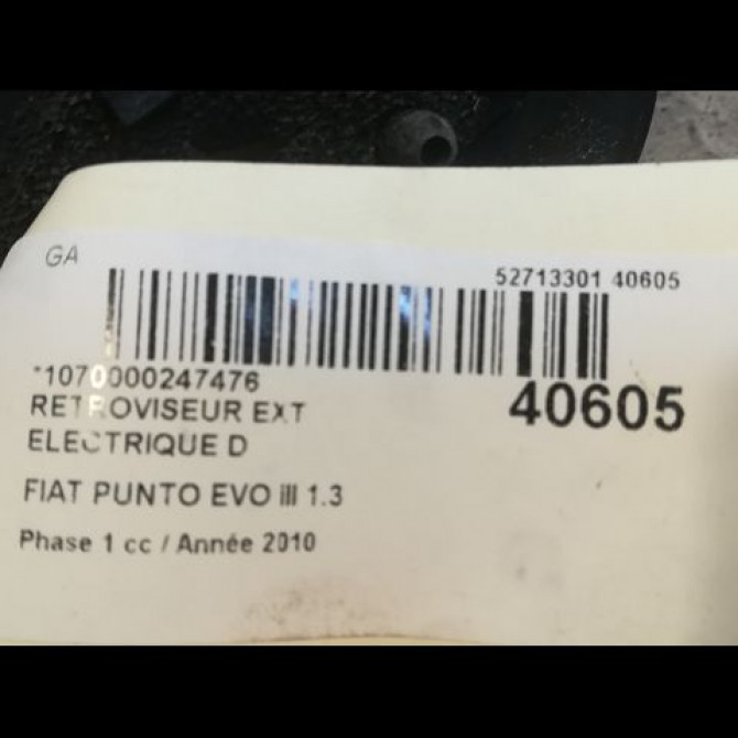 Retroviseur exterieur electrique droit occasion FIAT PUNTO EVO III Phase 1 10-2009->12-2013 1.3 MULTIJET 75ch 735465558 3