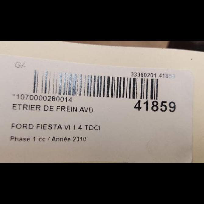 Etrier de frein avant droit occasion FORD FIESTA VI Phase 1 10-2008->11-2012 1.4 TDCI 68ch 1766808 3