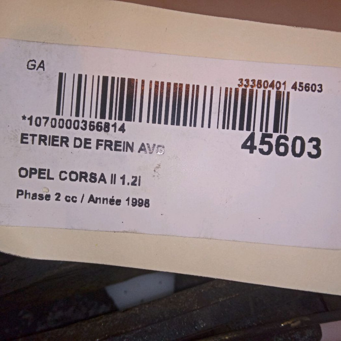 Etrier de frein avant gauche occasion OPEL CORSA II Phase 2 04-1997->10-2000 1.2i 90421739 4