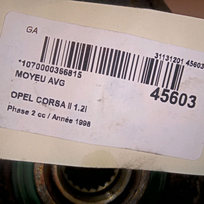 Moyeu avg occasion OPEL CORSA II Phase 2 04-1997->10-2000 1.2i 90498610 4