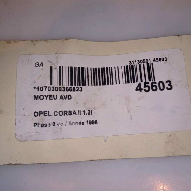 Moyeu avd occasion OPEL CORSA II Phase 2 04-1997->10-2000 1.2i 90498610 4