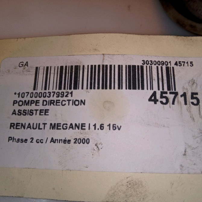 Pompe direction assistee occasion RENAULT MEGANE I Phase 2 03-1999->06-2003 1.6 16v 491108049R 7