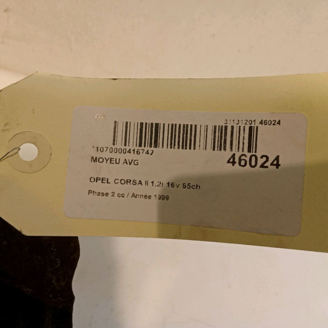 Moyeu avg occasion OPEL CORSA II Phase 2 04-1997->10-2000 1.2i 16v 65ch 90498610 4