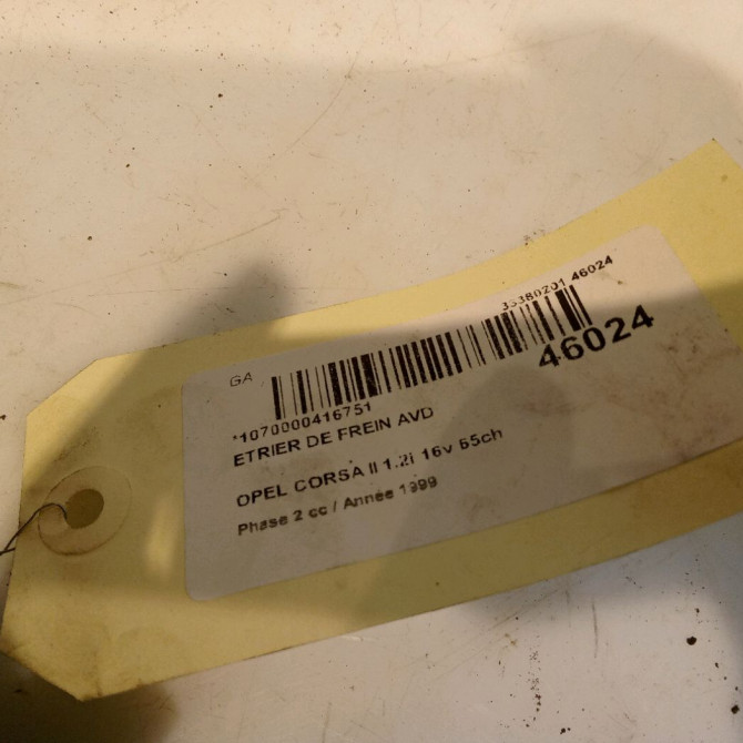 Etrier de frein avant droit occasion OPEL CORSA II Phase 2 04-1997->10-2000 1.2i 16v 65ch 90421745 4