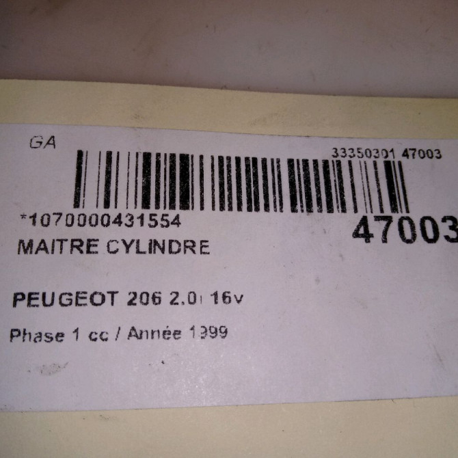 Maitre cylindre occasion PEUGEOT 206 Phase 1 09-1998->03-2009 2.0i 16v 4601P2 4