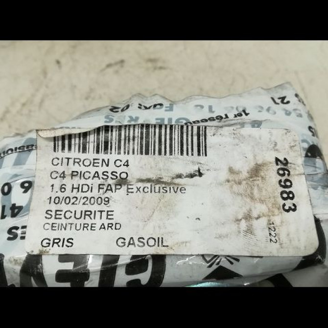 Ceinture arrière droite occasion CITROEN C4 PICASSO I Phase 1 01-2007->10-2013 1.6 e-HDI 8v 110ch 00008974XL 3