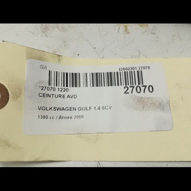 Ceinture avant droite occasion VOLKSWAGEN GOLF IV GOLF IV Phase 1 1998-01-01->2005-06-30 1.4 1J4857706JHCR 2