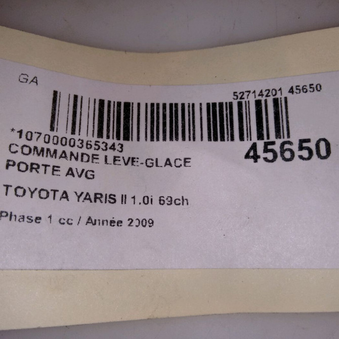 Commande lève-glace porte avant gauche occasion TOYOTA YARIS II Phase 1 12-2005->11-2009 1.0i 69ch 848200D200 4