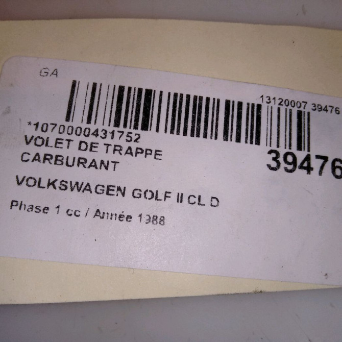 Volet de trappe carburant occasion VOLKSWAGEN GOLF II Phase 1 01-1984->06-1992 CL D 4