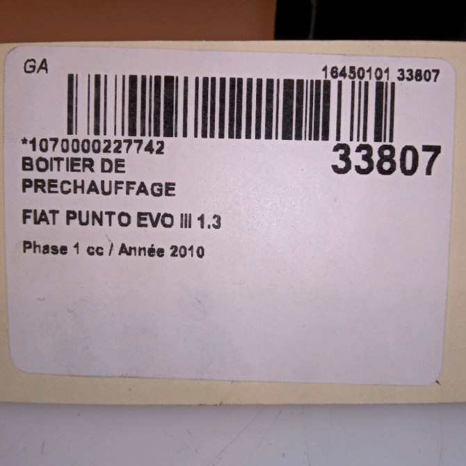Boitier de préchauffage occasion FIAT PUNTO EVO III Phase 1 10-2009->12-2013 1.3 MULTIJET 75ch 51888255 4